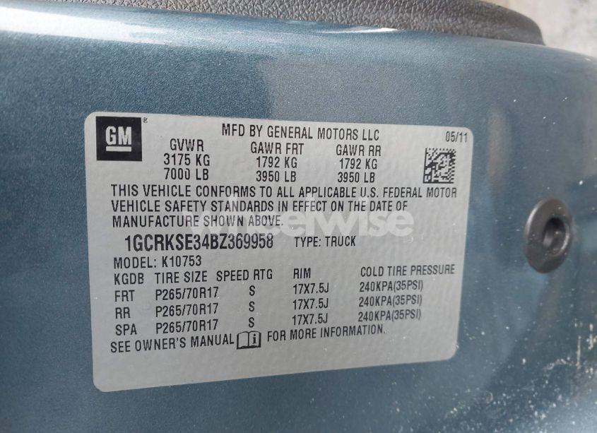 Photo 9 of 2011 Chevrolet Silverado 1500 LT (VIN 1GCRKSE34BZ369958)