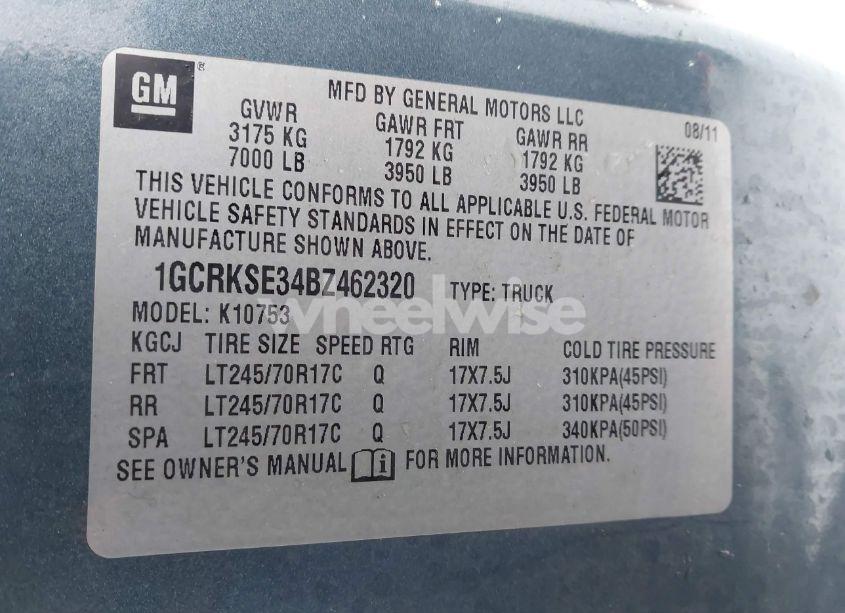 Photo 9 of 2011 Chevrolet Silverado 1500 LT (VIN 1GCRKSE34BZ462320)