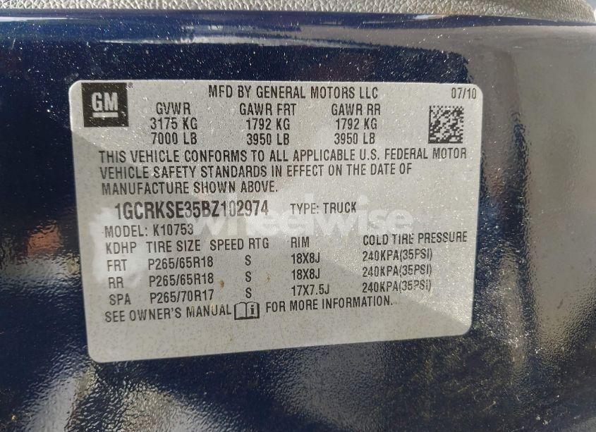 Photo 9 of 2011 Chevrolet Silverado 1500 LT (VIN 1GCRKSE35BZ102974)