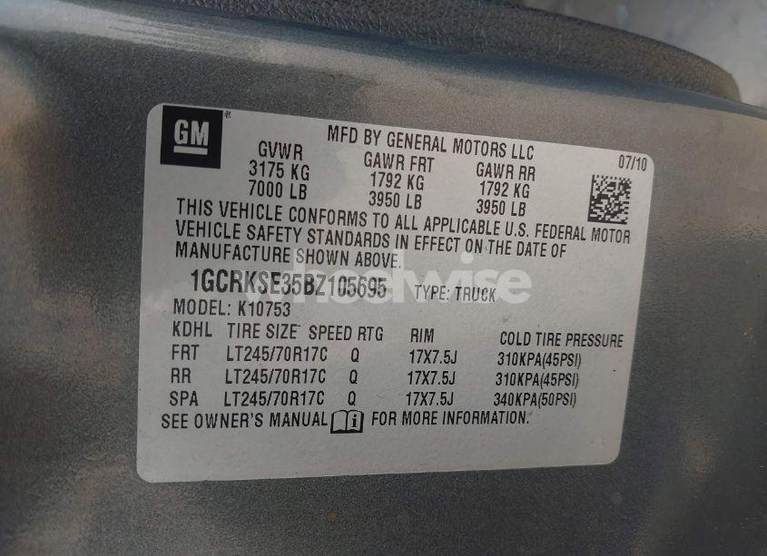 Photo 9 of 2011 Chevrolet Silverado 1500 LT (VIN 1GCRKSE35BZ105695)