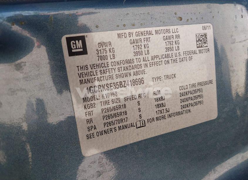 Photo 9 of 2011 Chevrolet Silverado 1500 LT (VIN 1GCRKSE35BZ418696)