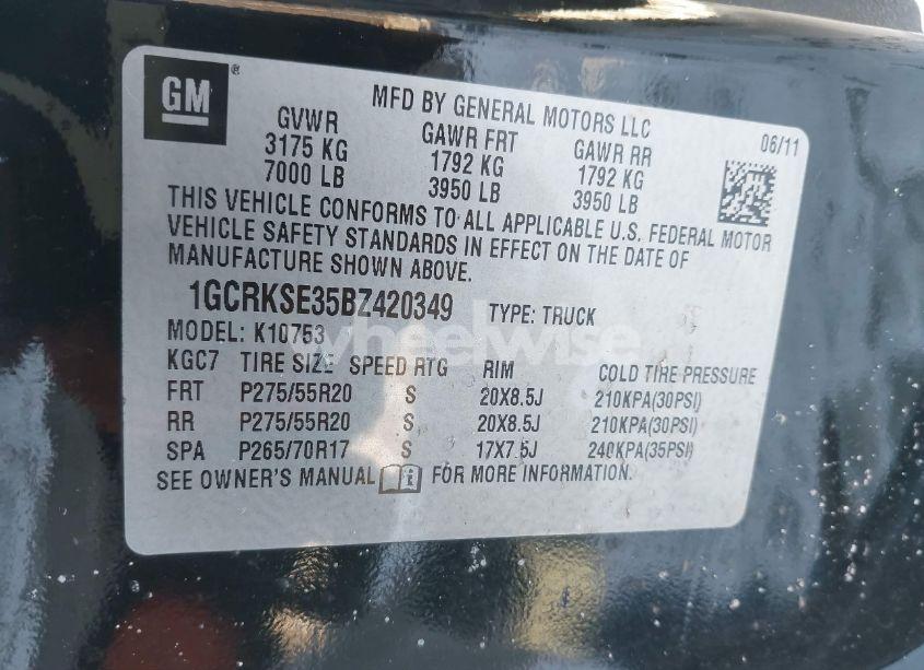 Photo 9 of 2011 Chevrolet Silverado 1500 LT (VIN 1GCRKSE35BZ420349)