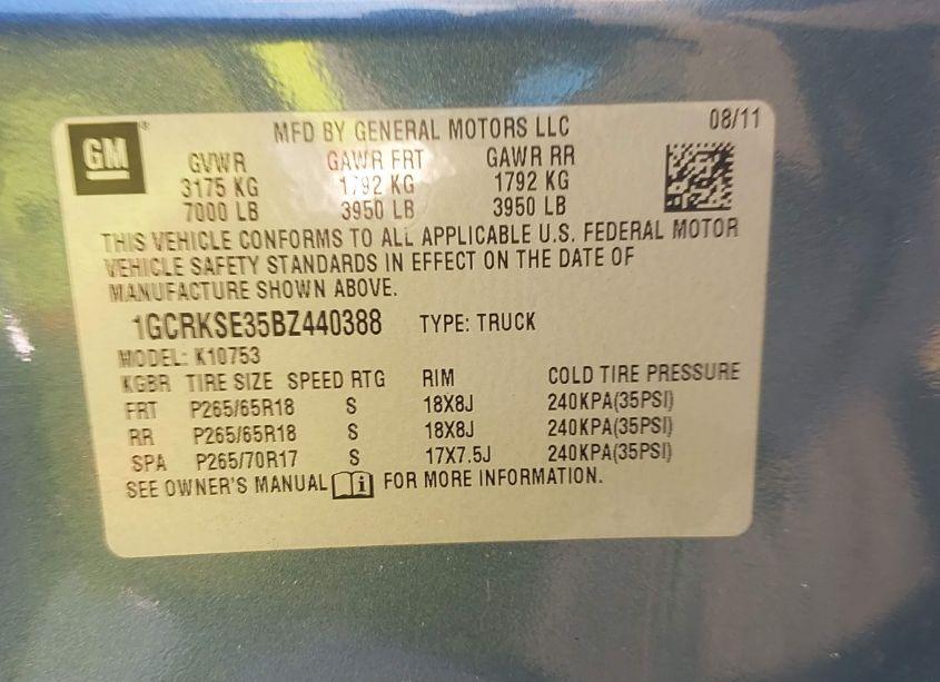 Photo 9 of 2011 Chevrolet Silverado 1500 LT (VIN 1GCRKSE35BZ440388)