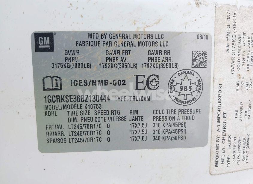 Photo 9 of 2011 Chevrolet Silverado 1500 LT (VIN 1GCRKSE36BZ130444)
