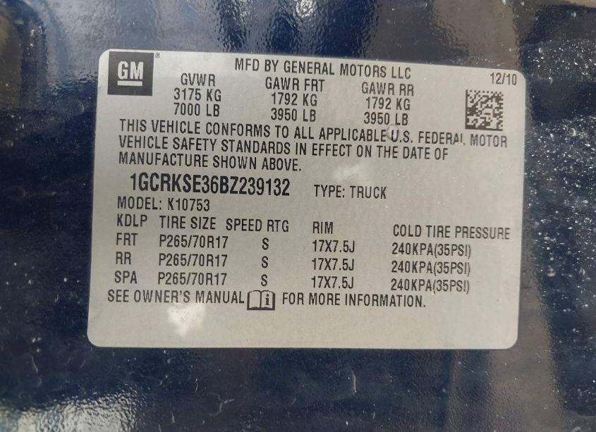 Photo 9 of 2011 Chevrolet Silverado 1500 LT (VIN 1GCRKSE36BZ239132)