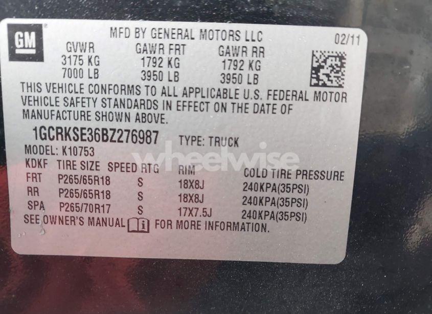 Photo 9 of 2011 Chevrolet Silverado 1500 LT (VIN 1GCRKSE36BZ276987)