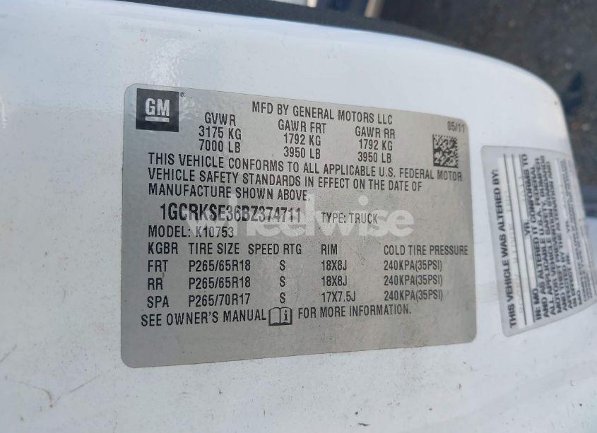 Photo 9 of 2011 Chevrolet Silverado 1500 LT (VIN 1GCRKSE36BZ374711)