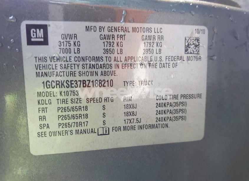 Photo 9 of 2011 Chevrolet Silverado 1500 LT (VIN 1GCRKSE37BZ188210)