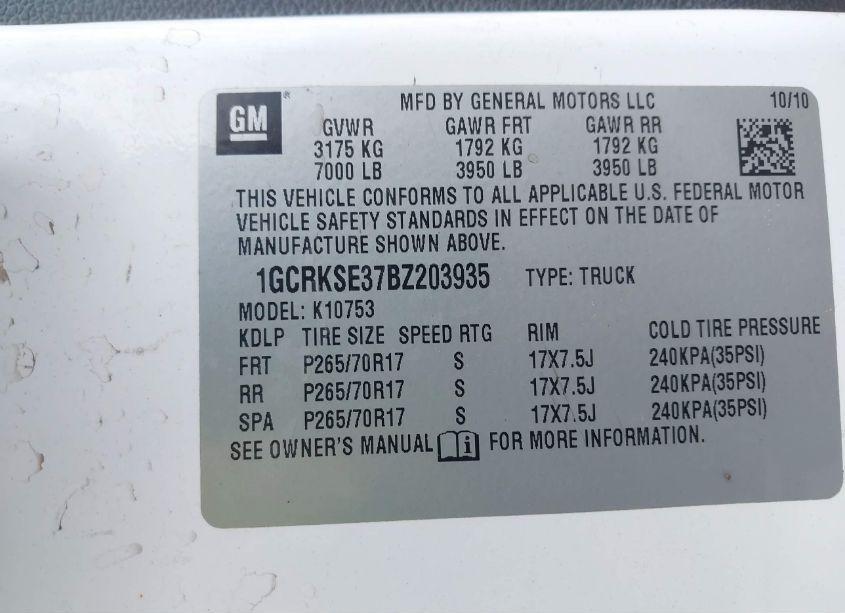 Photo 9 of 2011 Chevrolet Silverado 1500 LT (VIN 1GCRKSE37BZ203935)