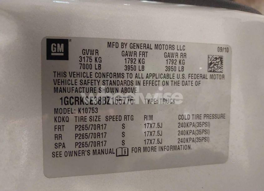 Photo 9 of 2011 Chevrolet Silverado 1500 LT (VIN 1GCRKSE38BZ165776)