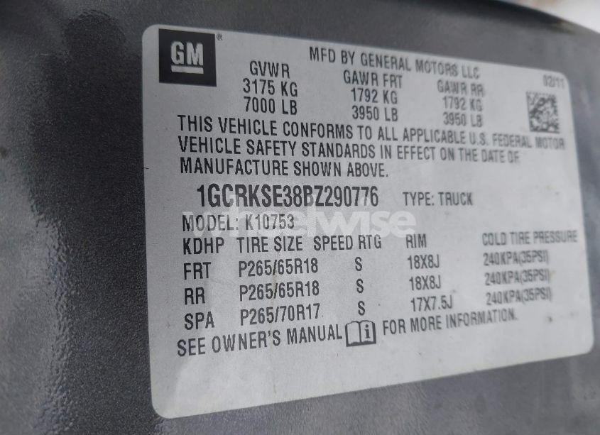 Photo 9 of 2011 Chevrolet Silverado 1500 LT (VIN 1GCRKSE38BZ290776)