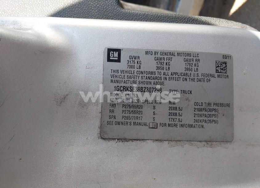 Photo 9 of 2011 Chevrolet Silverado 1500 LT (VIN 1GCRKSE38BZ307298)