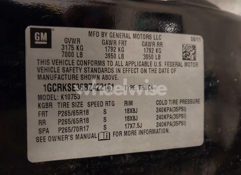 Photo 9 of 2011 Chevrolet Silverado 1500 LT (VIN 1GCRKSE38BZ422161)