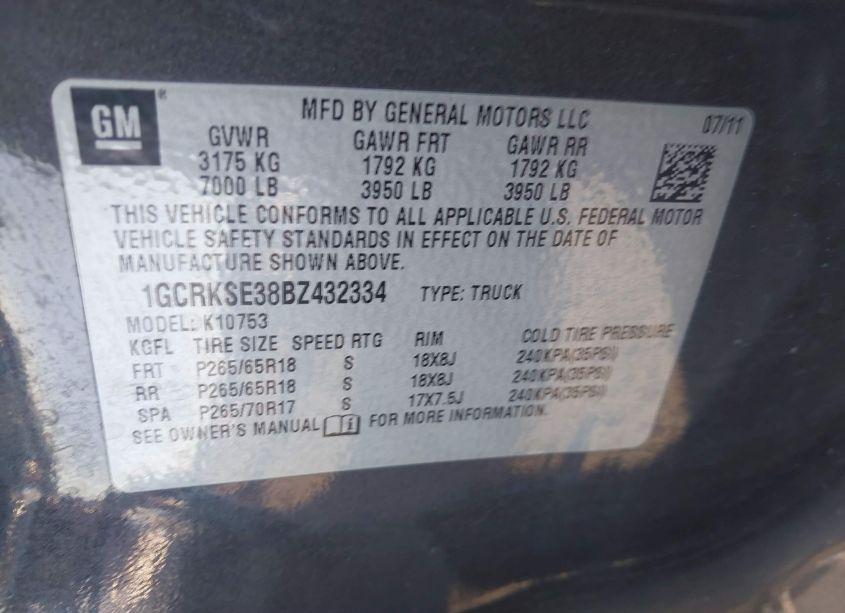 Photo 9 of 2011 Chevrolet Silverado 1500 LT (VIN 1GCRKSE38BZ432334)