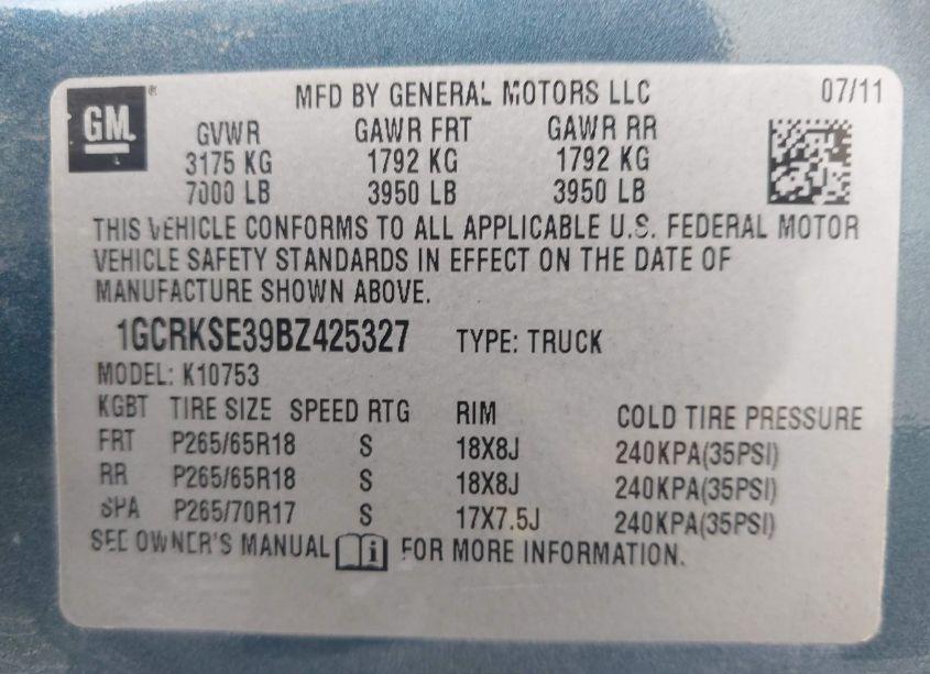 Photo 9 of 2011 Chevrolet Silverado 1500 LT (VIN 1GCRKSE39BZ425327)