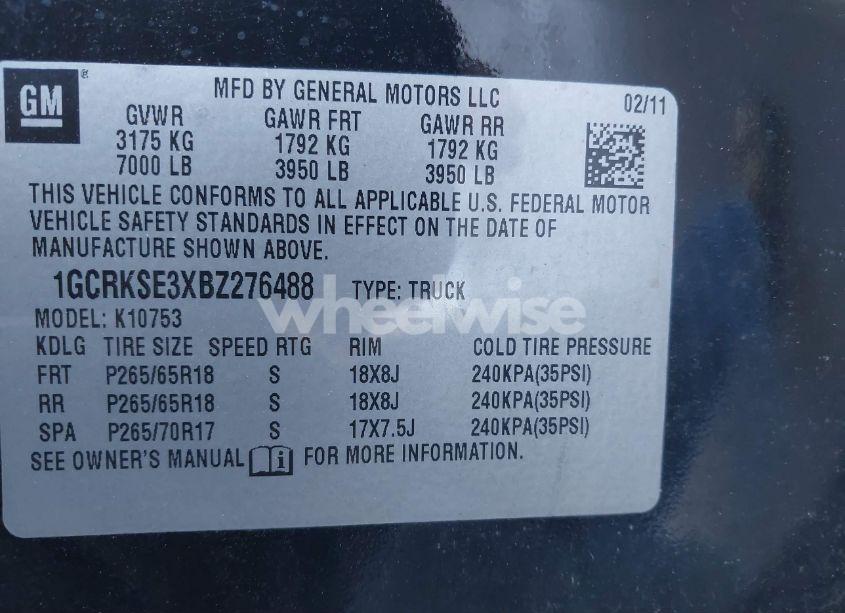 Photo 9 of 2011 Chevrolet Silverado 1500 LT (VIN 1GCRKSE3XBZ276488)