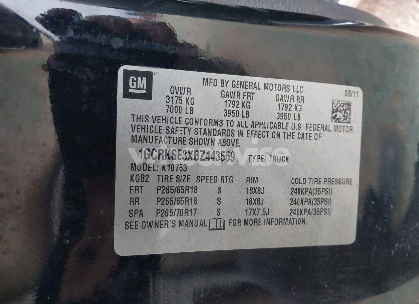 Photo 9 of 2011 Chevrolet Silverado 1500 LT (VIN 1GCRKSE3XBZ443559)