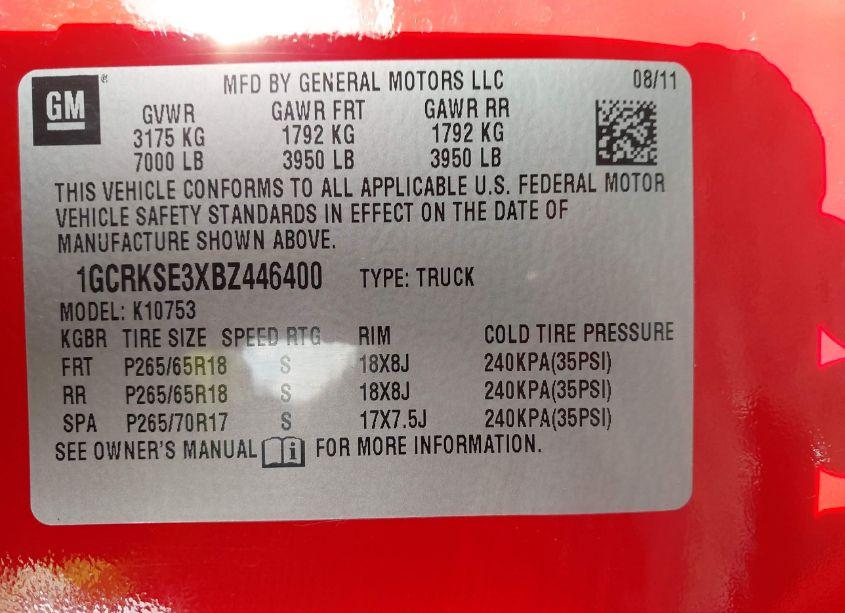 Photo 9 of 2011 Chevrolet Silverado 1500 LT (VIN 1GCRKSE3XBZ446400)