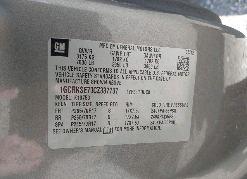 Photo 9 of 2012 Chevrolet Silverado 1500 LT (VIN 1GCRKSE70CZ337707)