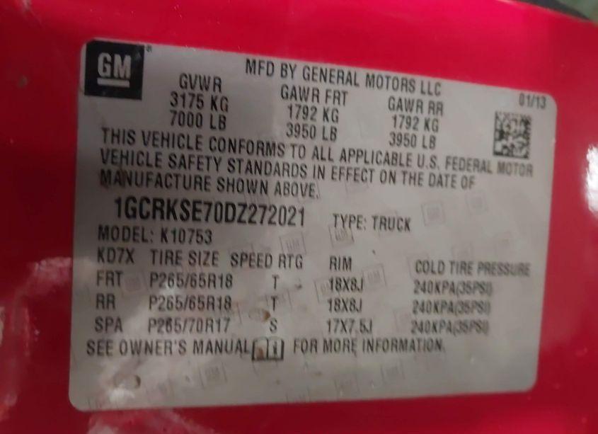 Photo 9 of 2013 Chevrolet Silverado 1500 LT (VIN 1GCRKSE70DZ272021)