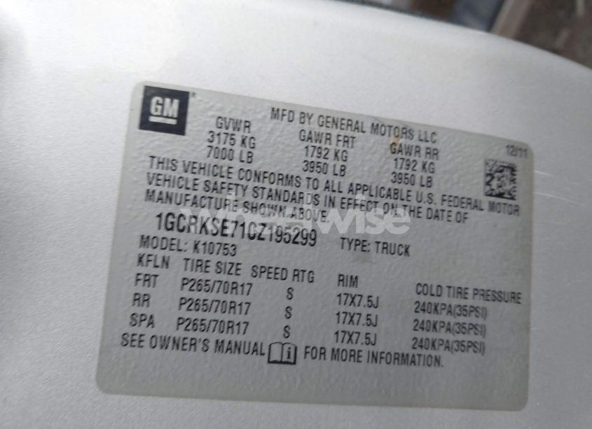 Photo 9 of 2012 Chevrolet Silverado 1500 LT (VIN 1GCRKSE71CZ195299)