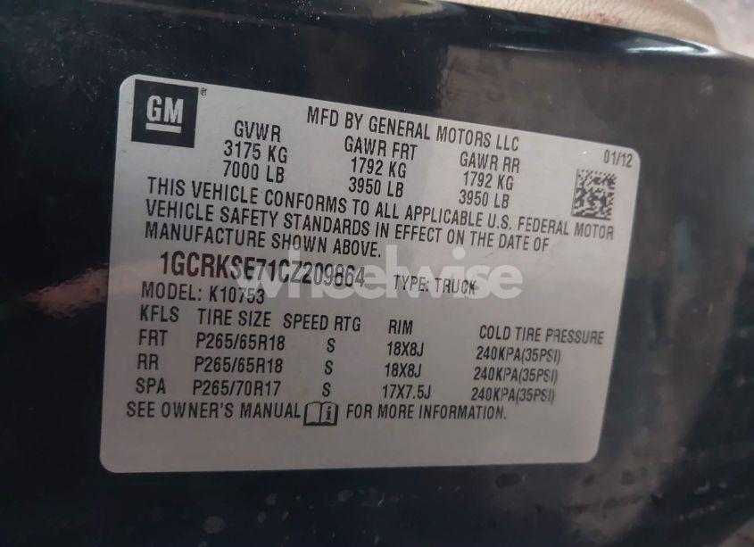 Photo 9 of 2012 Chevrolet Silverado 1500 LT (VIN 1GCRKSE71CZ209864)