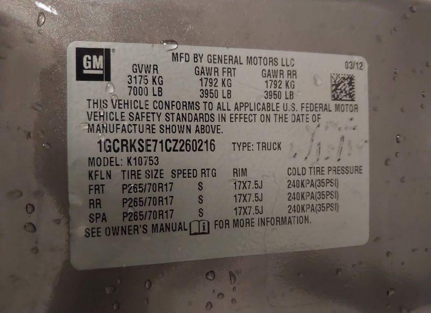 Photo 9 of 2012 Chevrolet Silverado 1500 LT (VIN 1GCRKSE71CZ260216)