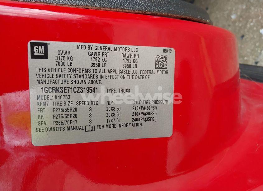 Photo 9 of 2012 Chevrolet Silverado 1500 LT (VIN 1GCRKSE71CZ319541)