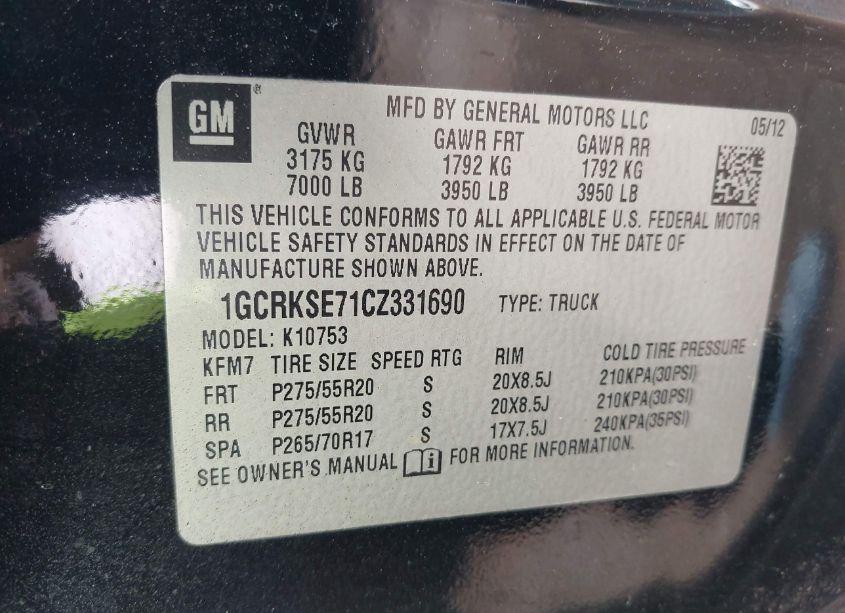 Photo 9 of 2012 Chevrolet Silverado 1500 LT (VIN 1GCRKSE71CZ331690)