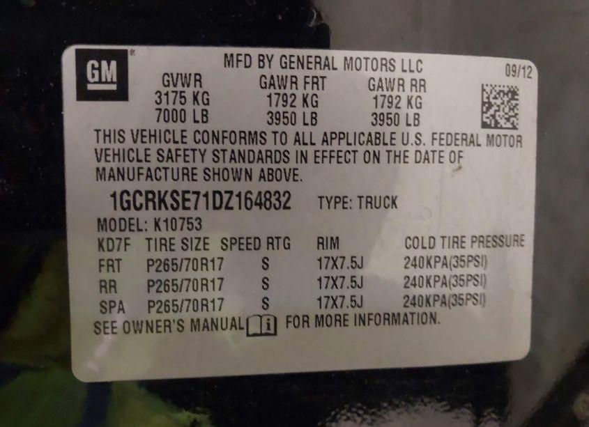Photo 9 of 2013 Chevrolet Silverado 1500 LT (VIN 1GCRKSE71DZ164832)