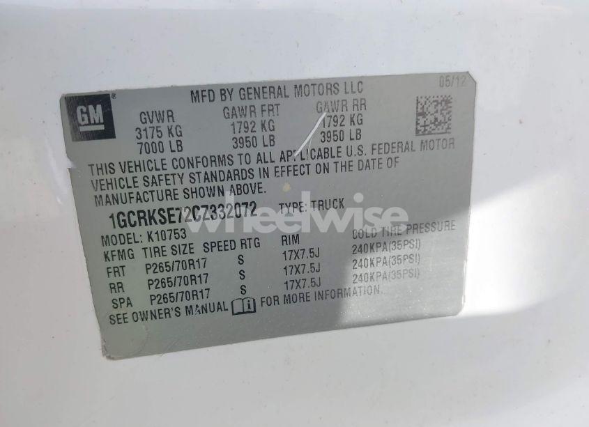 Photo 9 of 2012 Chevrolet Silverado 1500 LT (VIN 1GCRKSE72CZ332072)