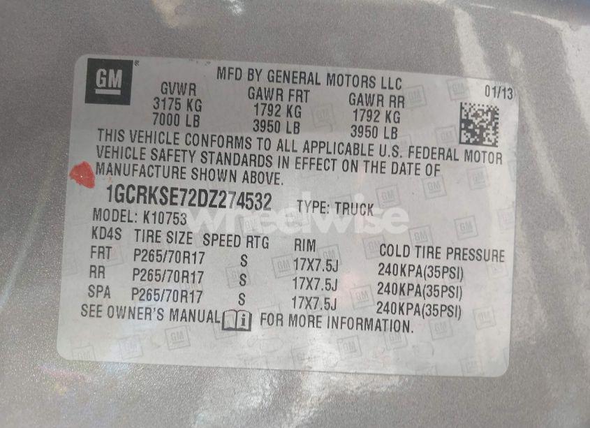 Photo 9 of 2013 Chevrolet Silverado 1500 LT (VIN 1GCRKSE72DZ274532)