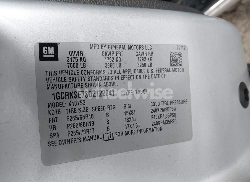 Photo 9 of 2013 Chevrolet Silverado 1500 LT (VIN 1GCRKSE73DZ122047)