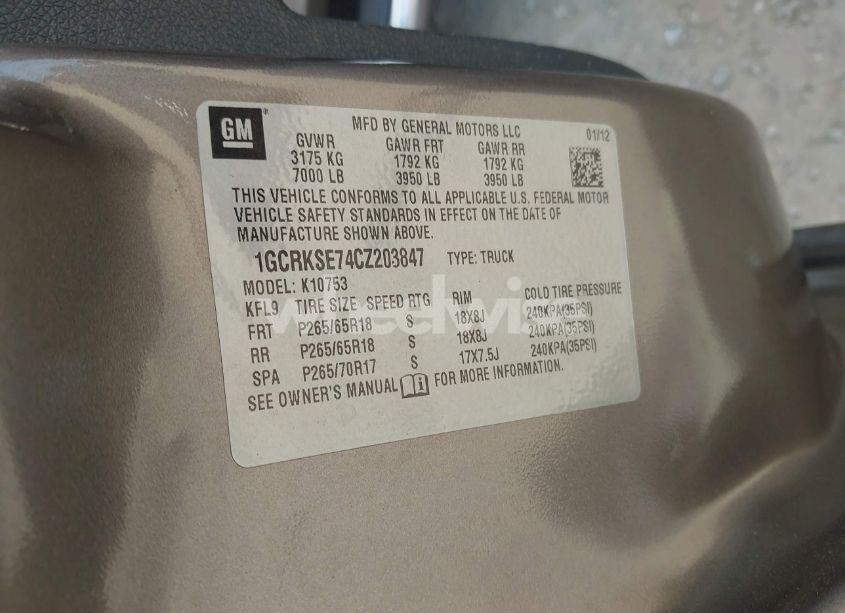 Photo 9 of 2012 Chevrolet Silverado 1500 LT (VIN 1GCRKSE74CZ203847)