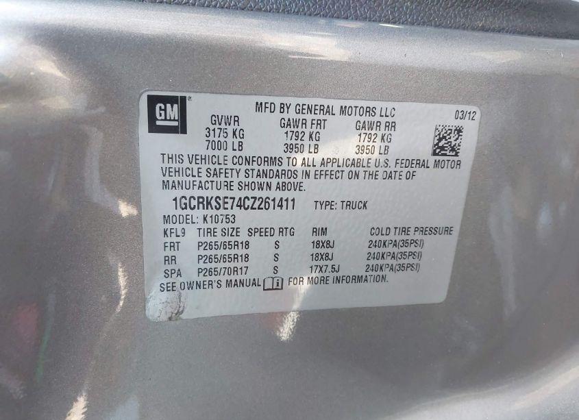 Photo 9 of 2012 Chevrolet Silverado 1500 LT (VIN 1GCRKSE74CZ261411)