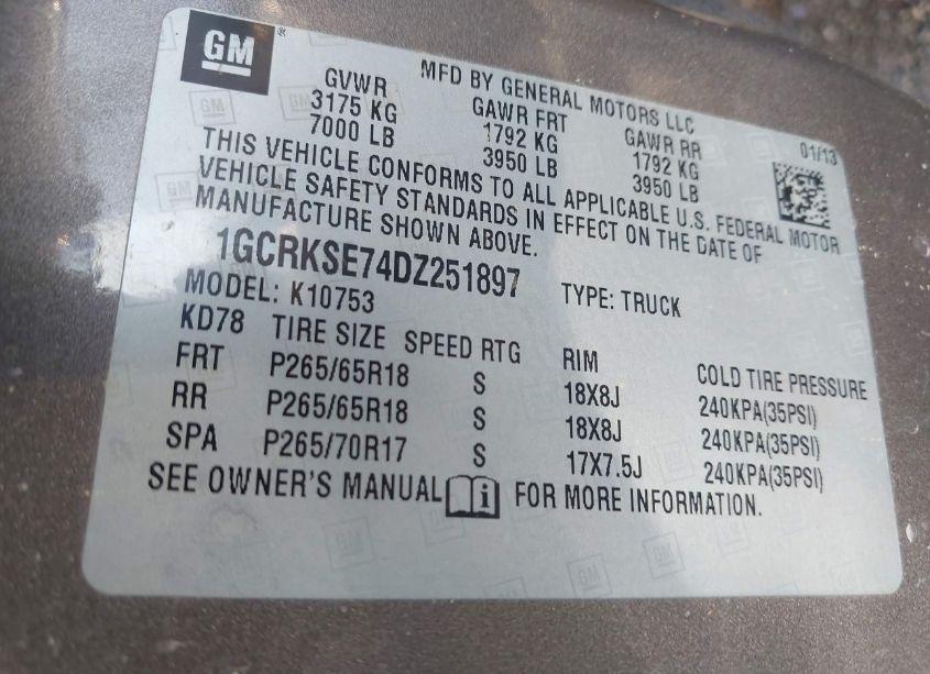 Photo 9 of 2013 Chevrolet Silverado 1500 LT (VIN 1GCRKSE74DZ251897)