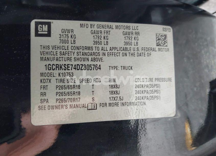 Photo 9 of 2013 Chevrolet Silverado 1500 LT (VIN 1GCRKSE74DZ305764)