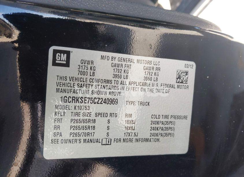 Photo 9 of 2012 Chevrolet Silverado 1500 LT (VIN 1GCRKSE75CZ240969)