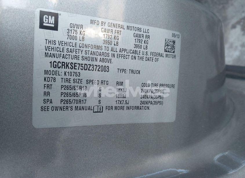 Photo 9 of 2013 Chevrolet Silverado 1500 LT (VIN 1GCRKSE75DZ372003)