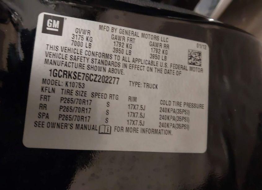 Photo 9 of 2012 Chevrolet Silverado 1500 LT (VIN 1GCRKSE76CZ202277)