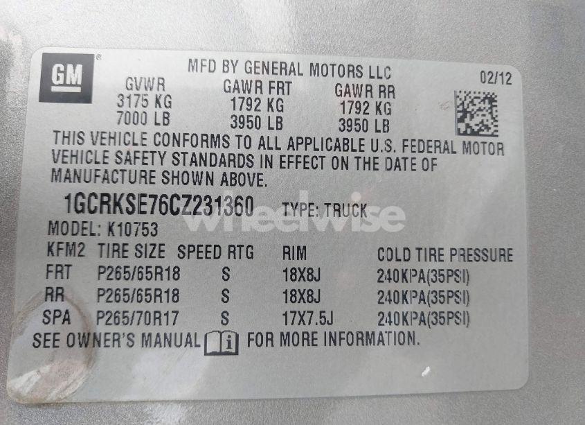 Photo 9 of 2012 Chevrolet Silverado 1500 LT (VIN 1GCRKSE76CZ231360)