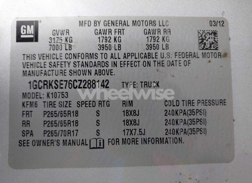 Photo 9 of 2012 Chevrolet Silverado 1500 LT (VIN 1GCRKSE76CZ288142)