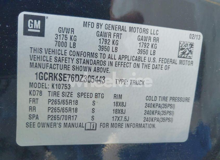 Photo 9 of 2013 Chevrolet Silverado 1500 LT (VIN 1GCRKSE76DZ305443)