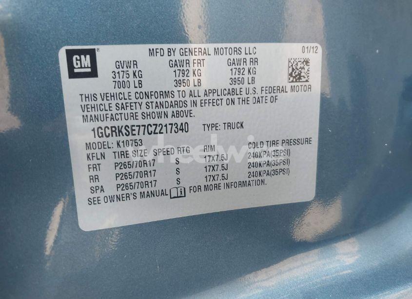 Photo 9 of 2012 Chevrolet Silverado 1500 LT (VIN 1GCRKSE77CZ217340)