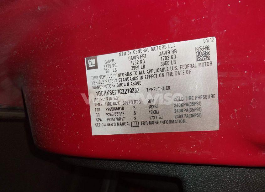 Photo 9 of 2012 Chevrolet Silverado 1500 LT (VIN 1GCRKSE77CZ219332)