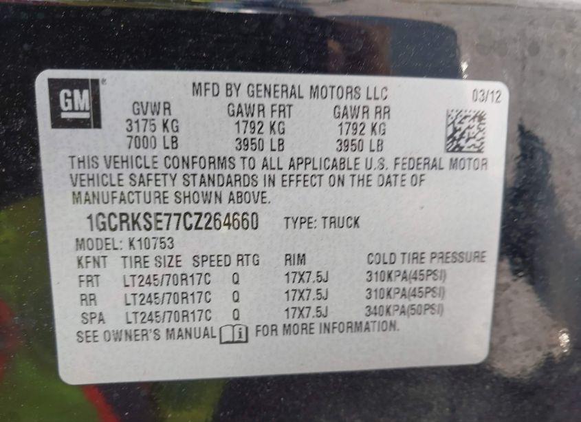 Photo 9 of 2012 Chevrolet Silverado 1500 LT (VIN 1GCRKSE77CZ264660)