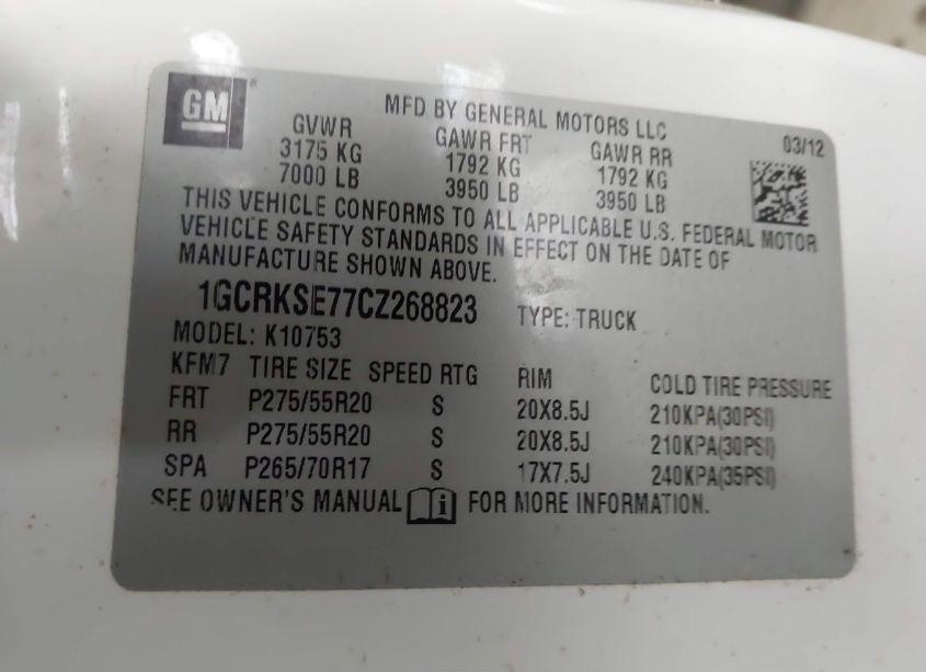 Photo 9 of 2012 Chevrolet Silverado 1500 LT (VIN 1GCRKSE77CZ268823)