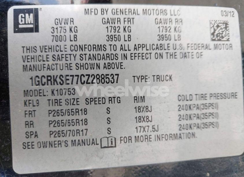 Photo 9 of 2012 Chevrolet Silverado 1500 LT (VIN 1GCRKSE77CZ288537)