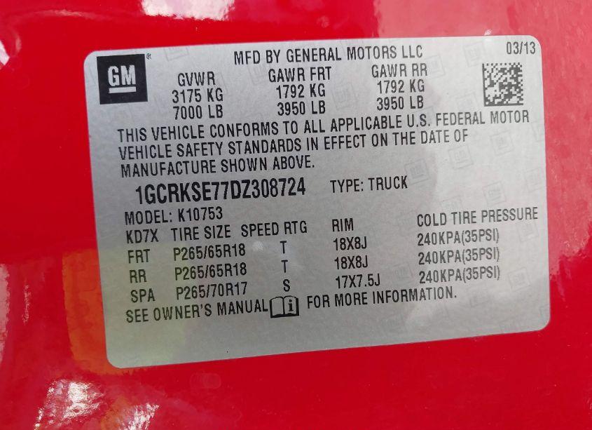 Photo 9 of 2013 Chevrolet Silverado 1500 LT (VIN 1GCRKSE77DZ308724)