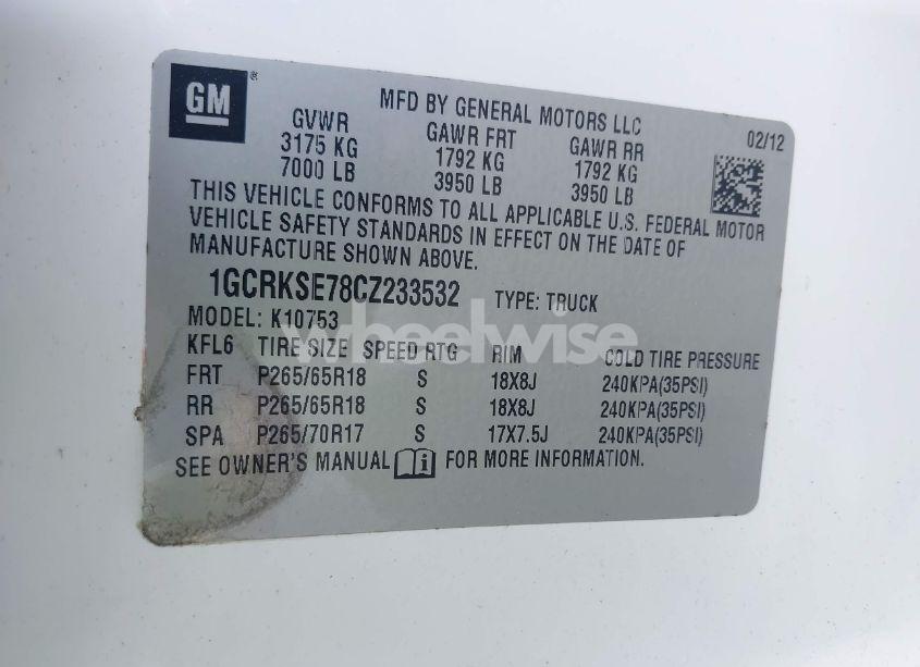 Photo 9 of 2012 Chevrolet Silverado 1500 LT (VIN 1GCRKSE78CZ233532)